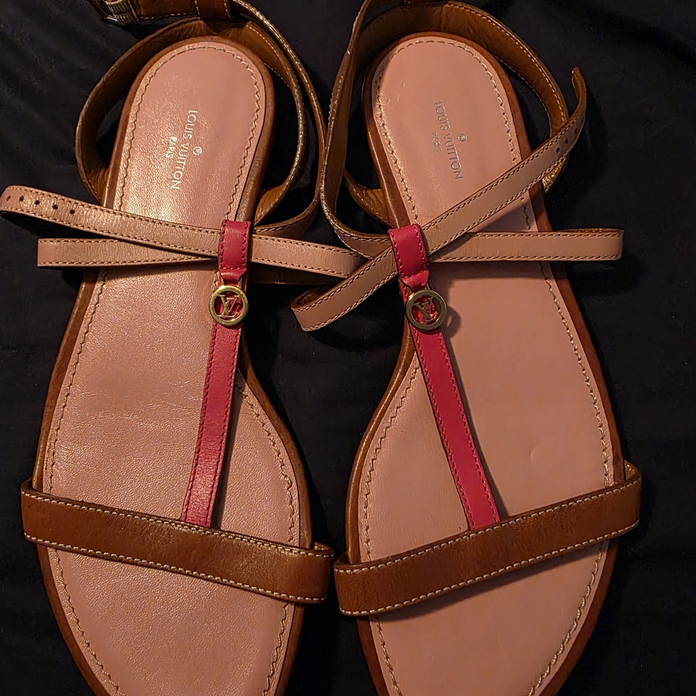 Louis Vuitton Brown and Pink Women's Sandals